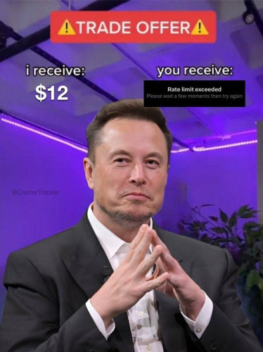Trade offer: Elon receives $12, you receive 'Rate limit exceeded'