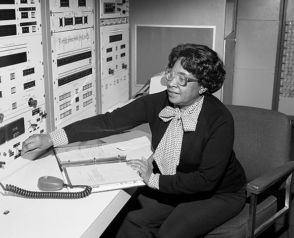 Jackson working at a control panel in 1980 at NASA Langley